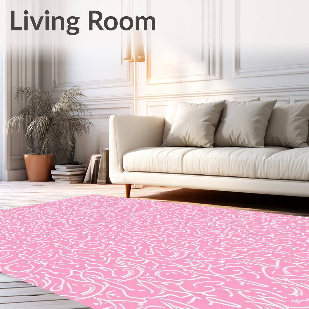 Abstract White Line Art Pattern Rug
