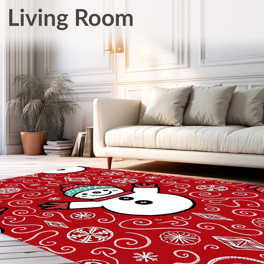 Whimsical Snowman Swirl Pattern Rug