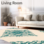 Teal Floral Mandala Artful Design Rug