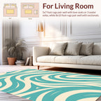 Teal And Cream Swirl Pattern Rug