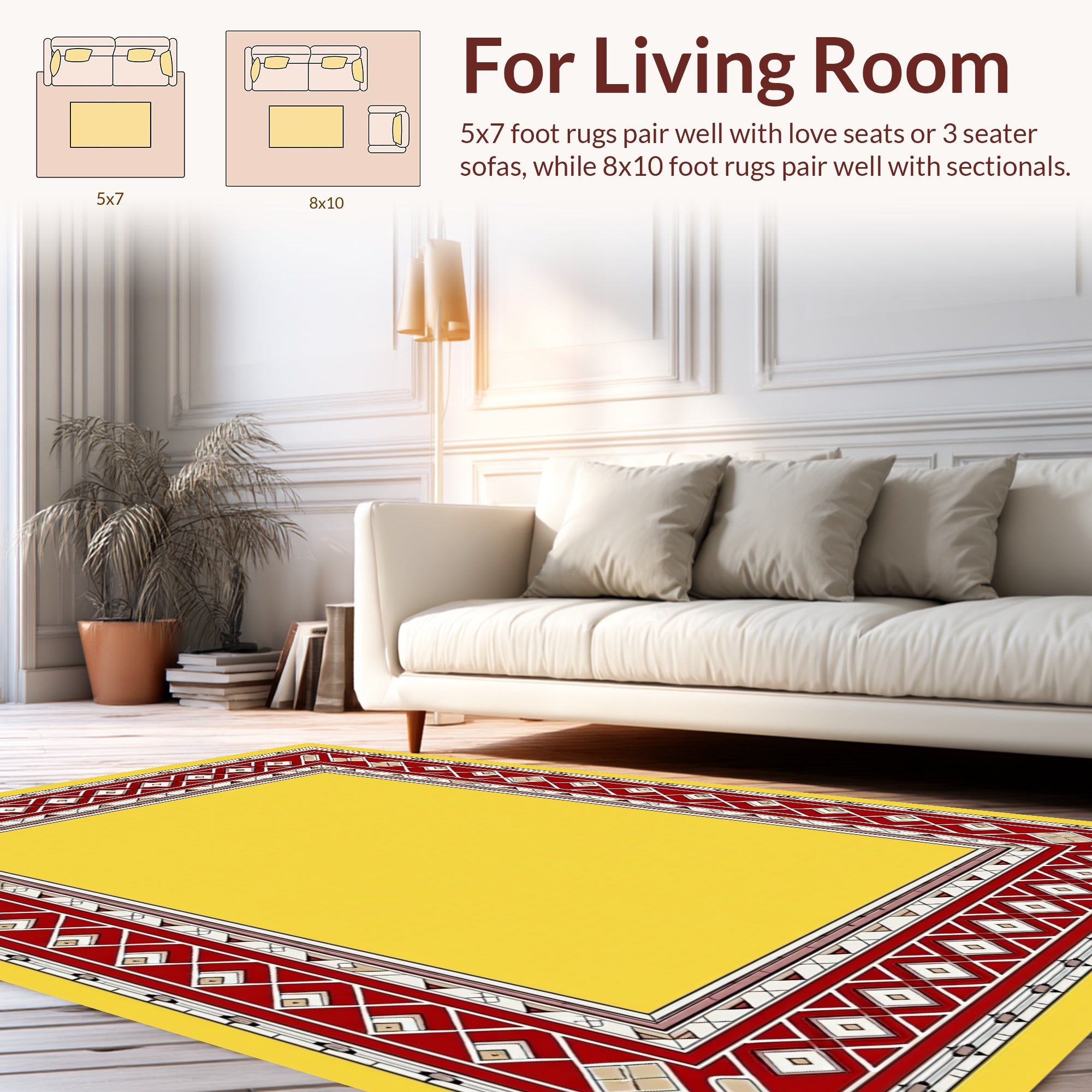 Bold Red Diamond Tribal Pattern Rug