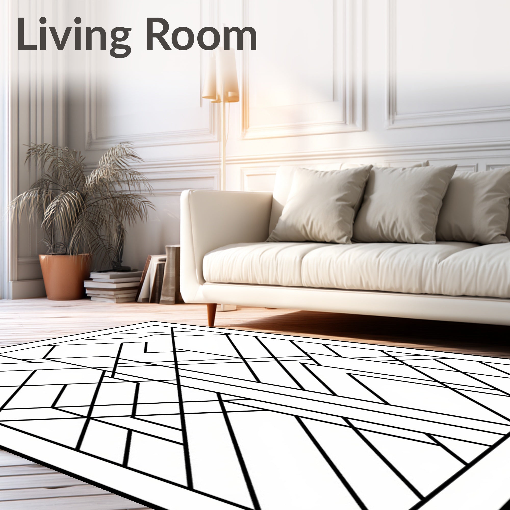 Art Deco Geometric Black And White Design Rug