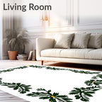 Green Leafy Border With Yellow Accents Rug