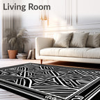 Stylish Black White Geometric Art Deco Design Rug