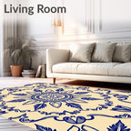 Vintage Floral Mandala Blue Design Rug