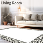 Black Interlocking Geometric Pattern Frame Rug