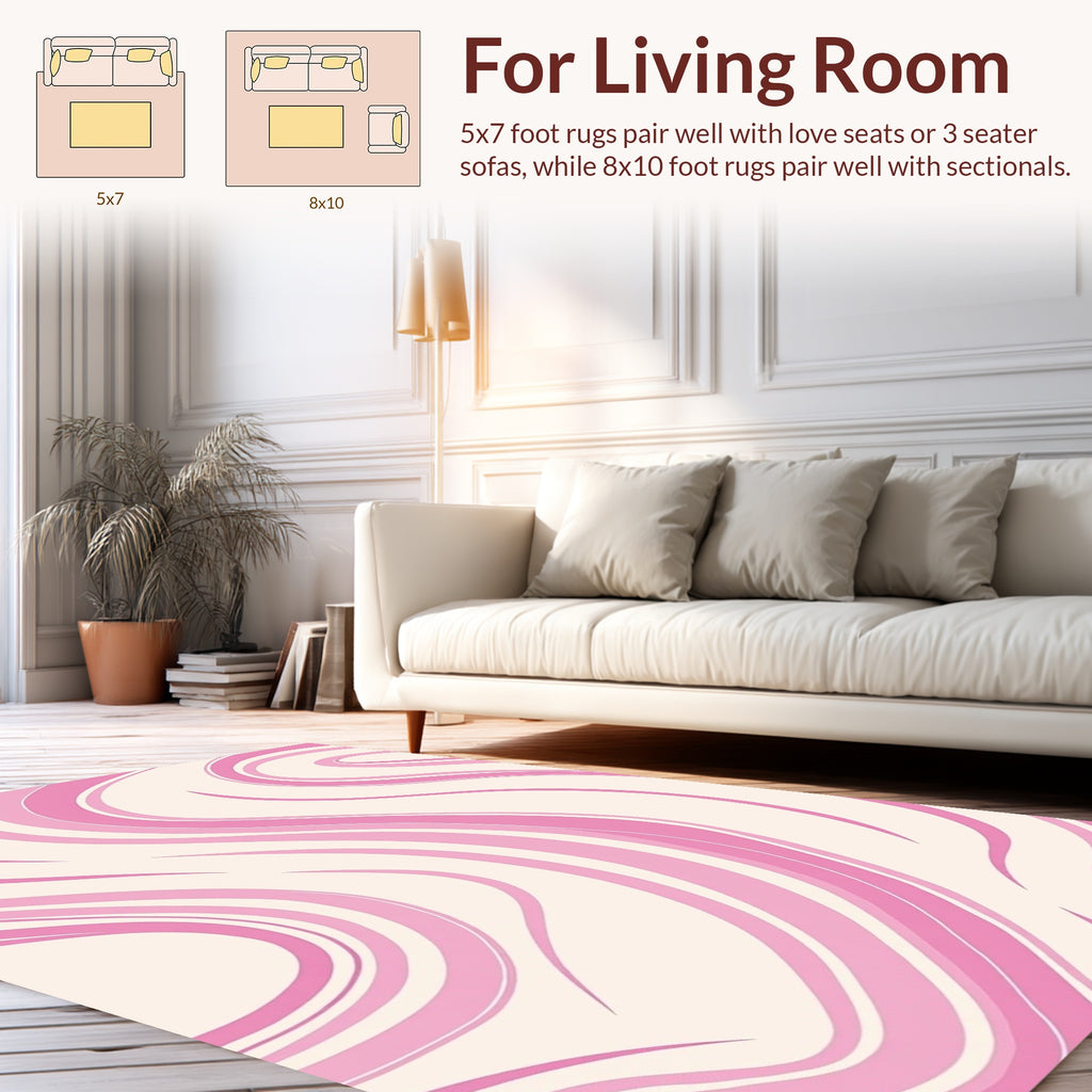 Soft Pink Swirling Marble Pattern Rug