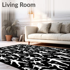 Dancing Figures And Snowflakes Pattern Rug