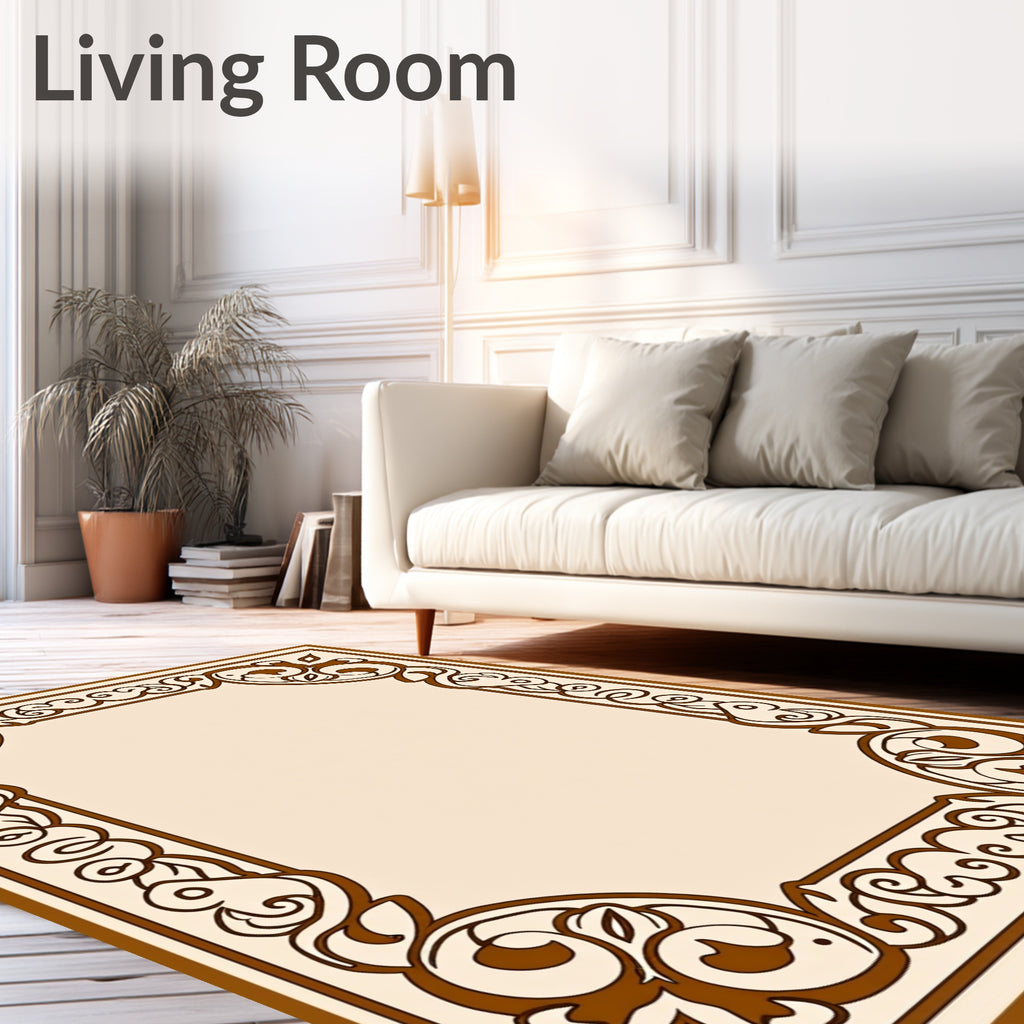 Elegant Floral Vine Border Design Rug