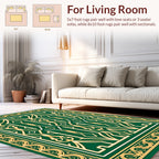 Elegant Emerald Gold Interlocking Design Rug