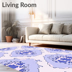 Ornate Floral Patterned Periwinkle Rug