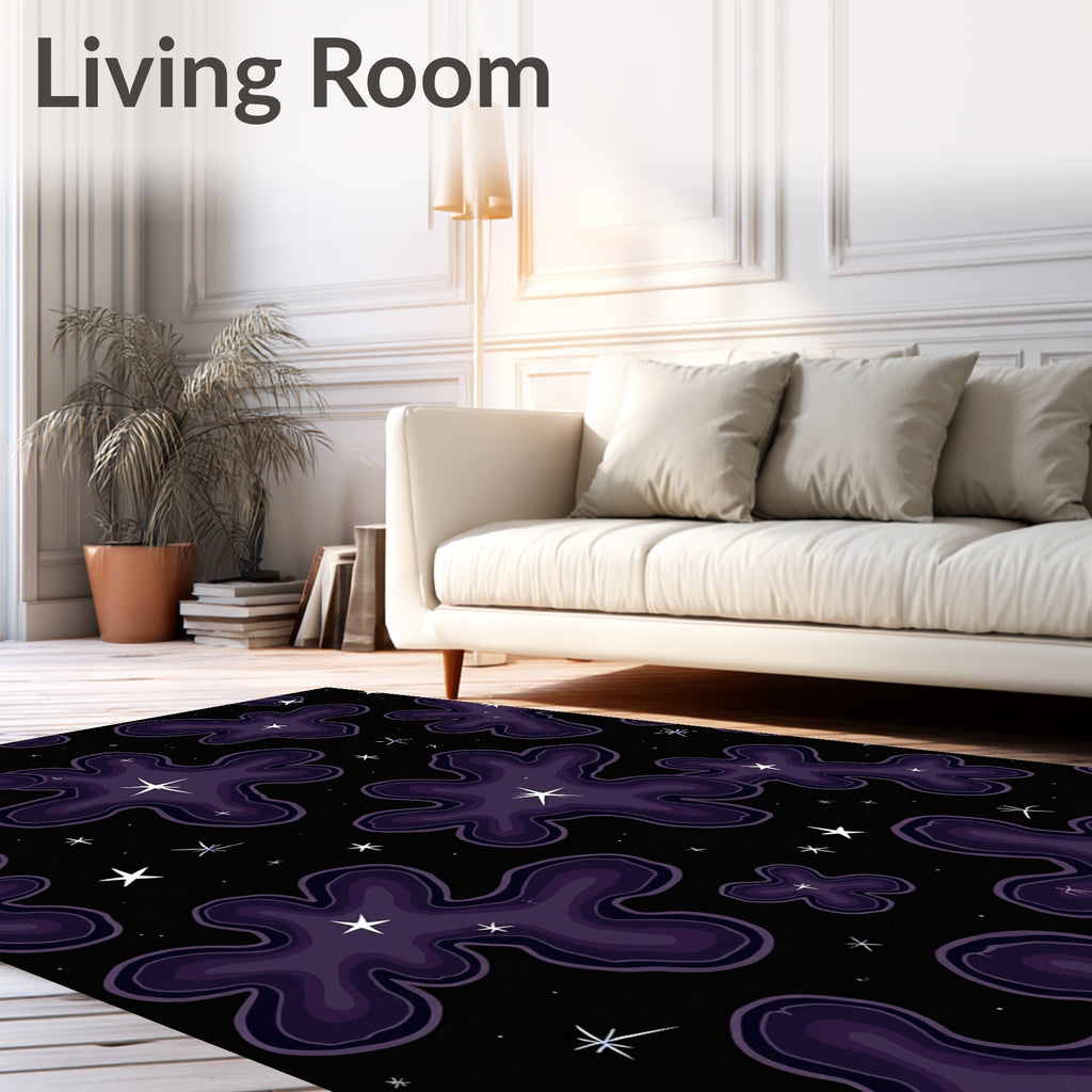Purple Nebula Starry Night Rug