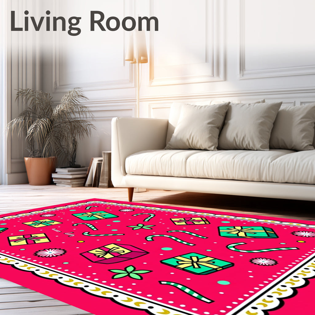 Festive Gift Candy Cane Holiday Whimsy Rug