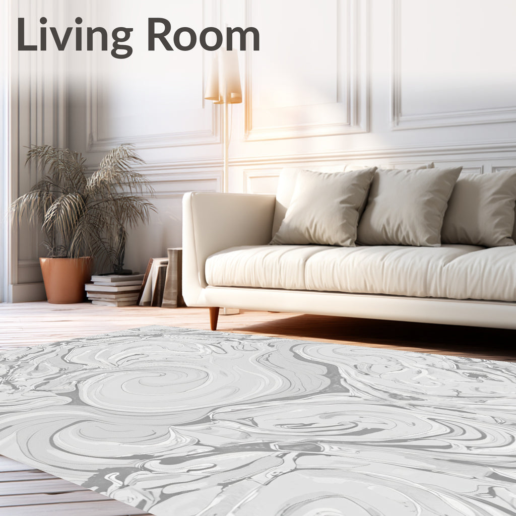Monochromatic Swirling Marble Abstract Rug
