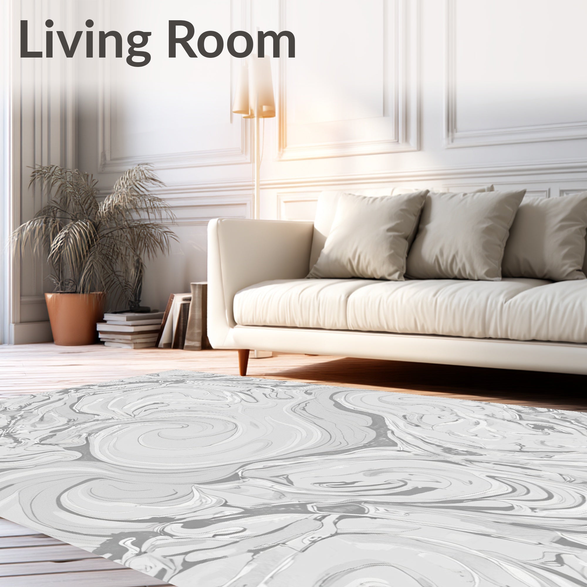 Monochromatic Swirling Marble Abstract Rug
