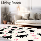Playful Black Cats Paw Prints Pattern Rug