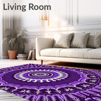 Symmetrical Purple Radial Mandala Design Rug