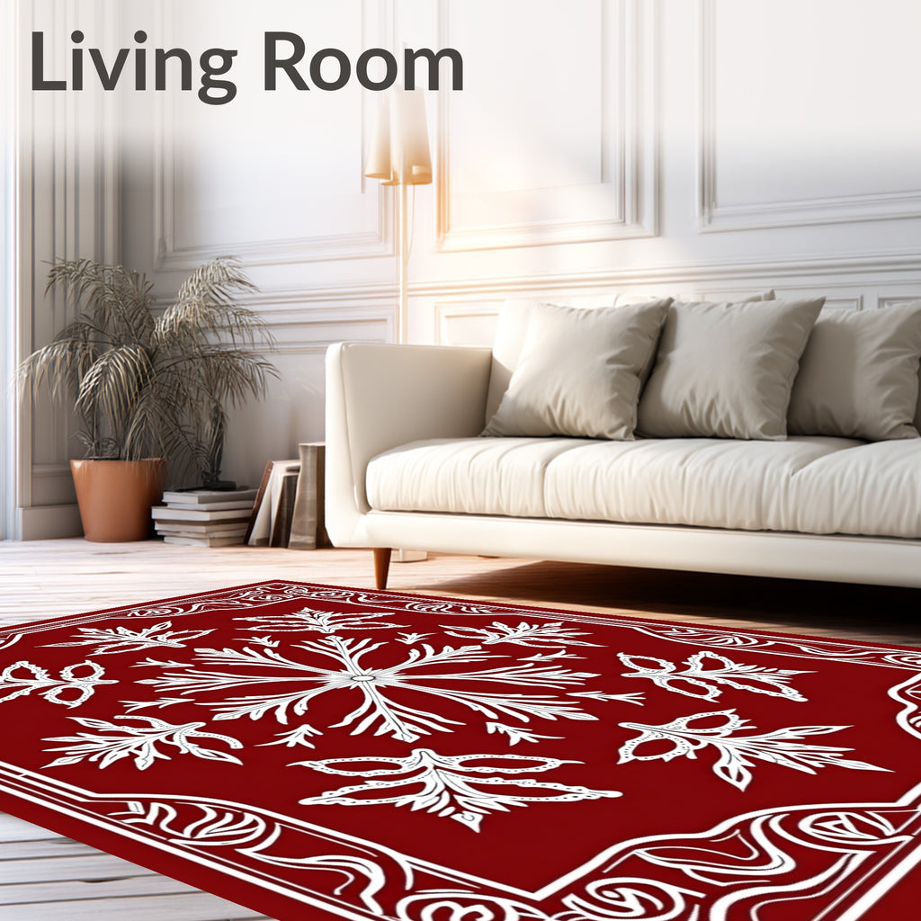 Classic Floral Red White Design Rug