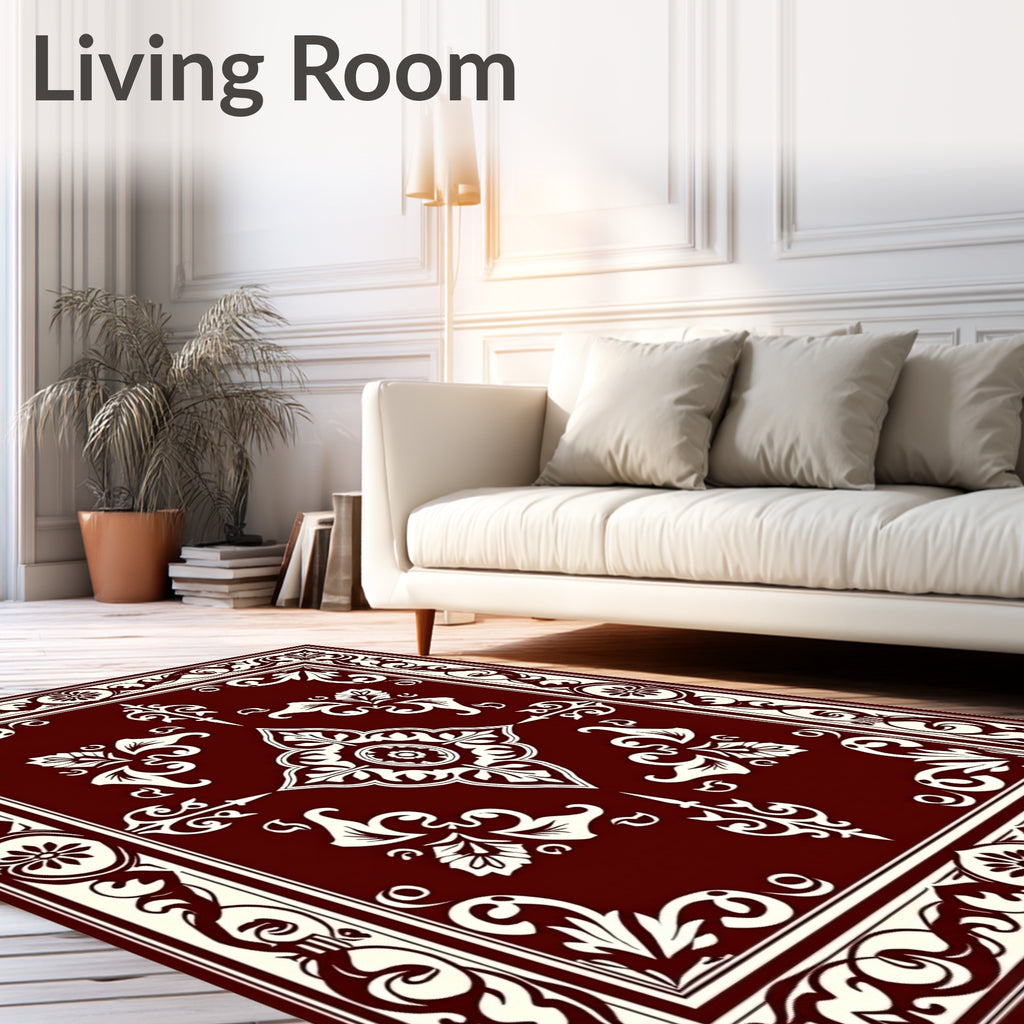 Ornate Floral Scrollwork Pattern Rug