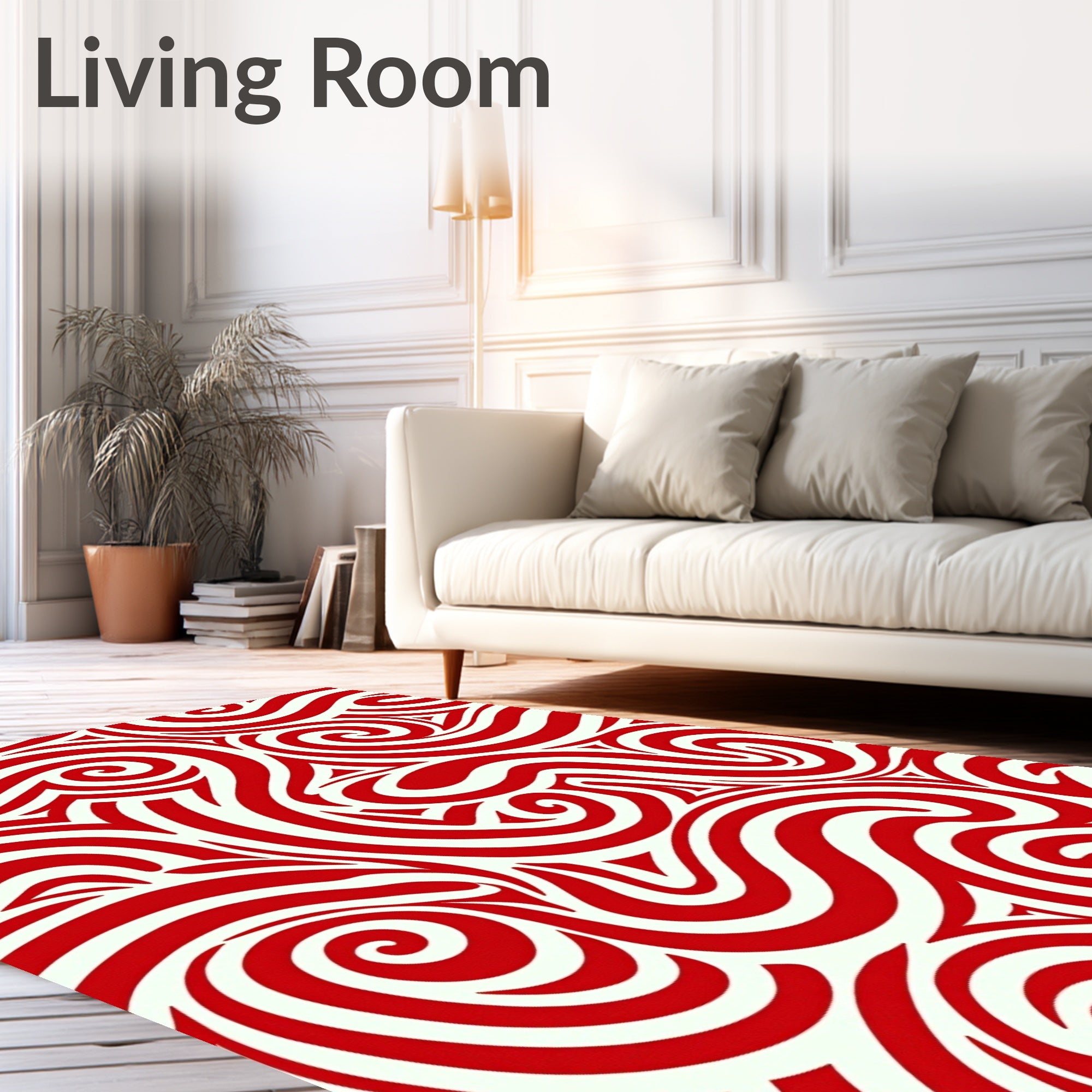 Bold Red Swirls Pattern Design Rug