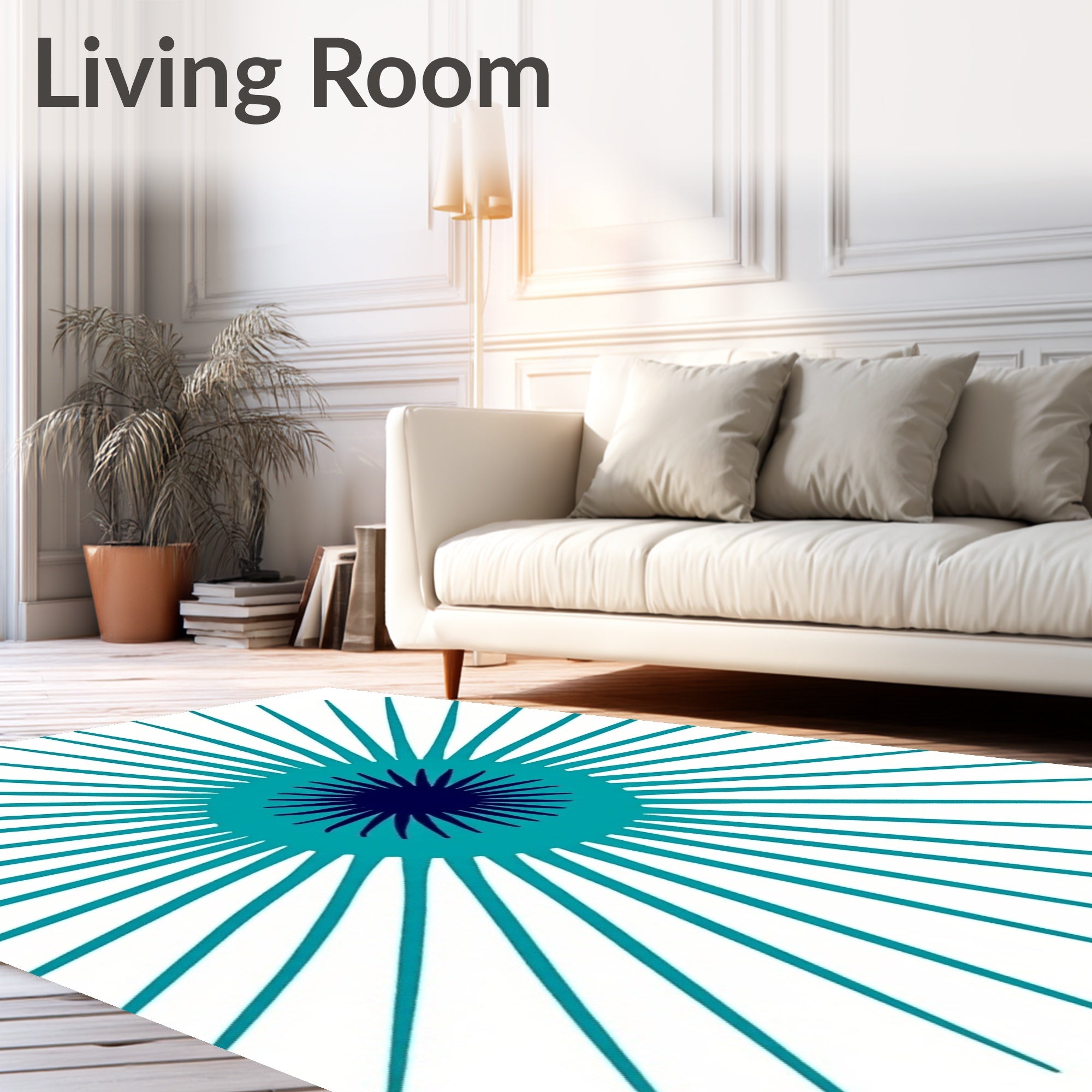 Radiant Sunburst Geometric Art Rug