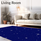 Midnight Blue Starry Snowflake Garden Rug