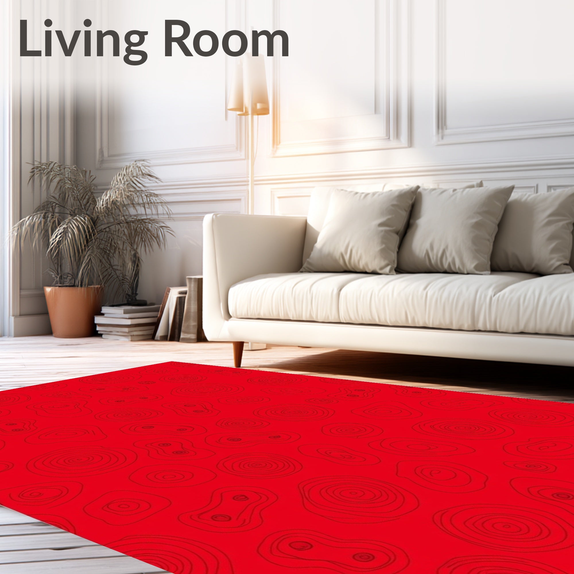 Abstract Organic Shapes Red Design Rug