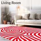Crimson Swirl Abstract Stripe Rug