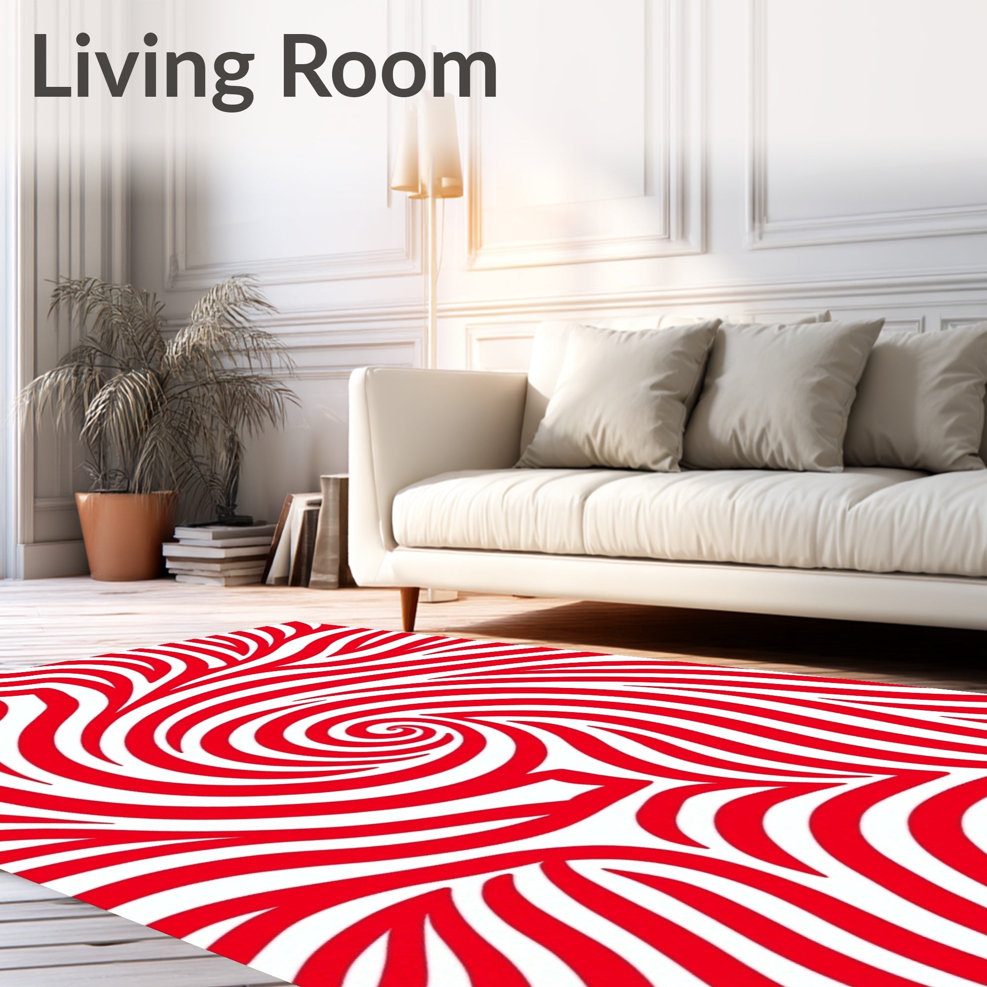 Crimson Swirl Abstract Stripe Rug