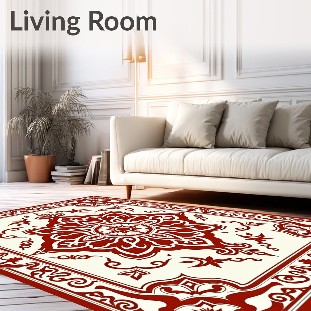 Rich Red Medallion Patterned Rug