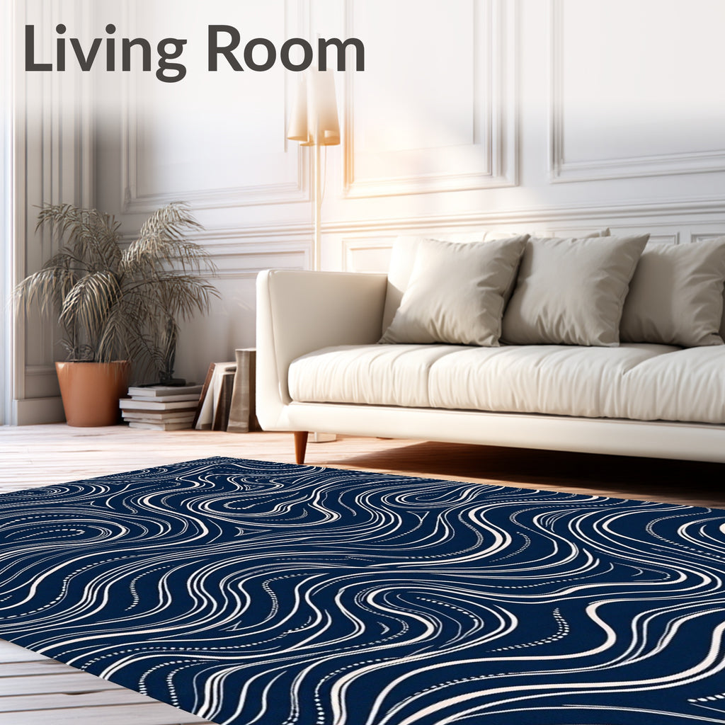 Abstract Swirls And Dot Pattern Rug