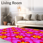Vibrant Flower Patterned Pink Rug