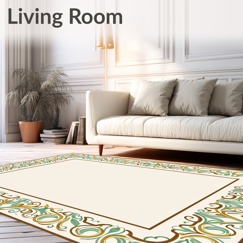 Art Nouveau Floral Swirl Border Rug