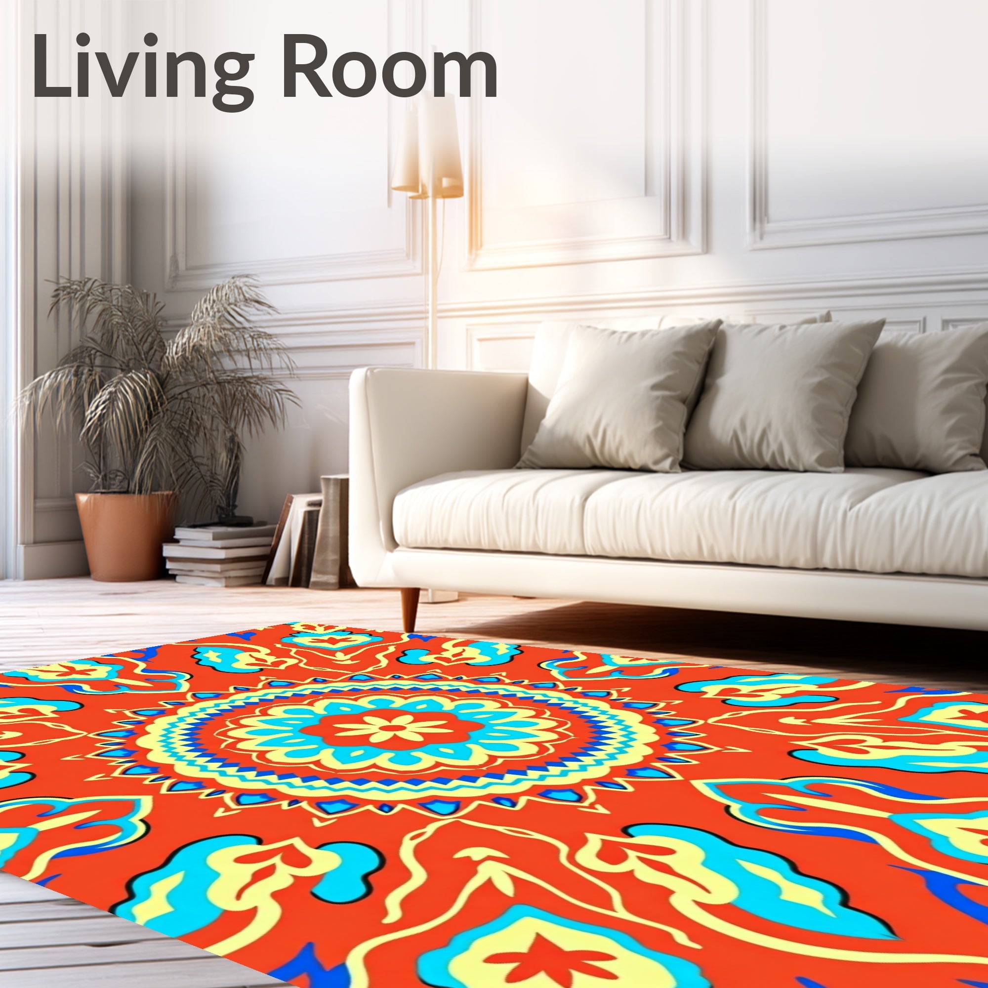 Vibrant Floral Mandala Inspired Pattern Rug