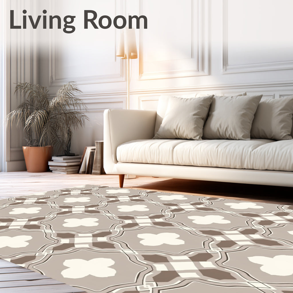 Geometric Quatrefoil And Diamond Pattern Rug
