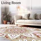 Red White Symmetrical Floral Medallion Rug