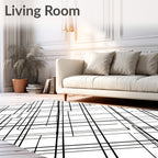 Black White Linear Geometric Design Rug