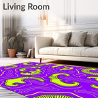 Vivid Yellow Curvy Abstract Pattern Rug