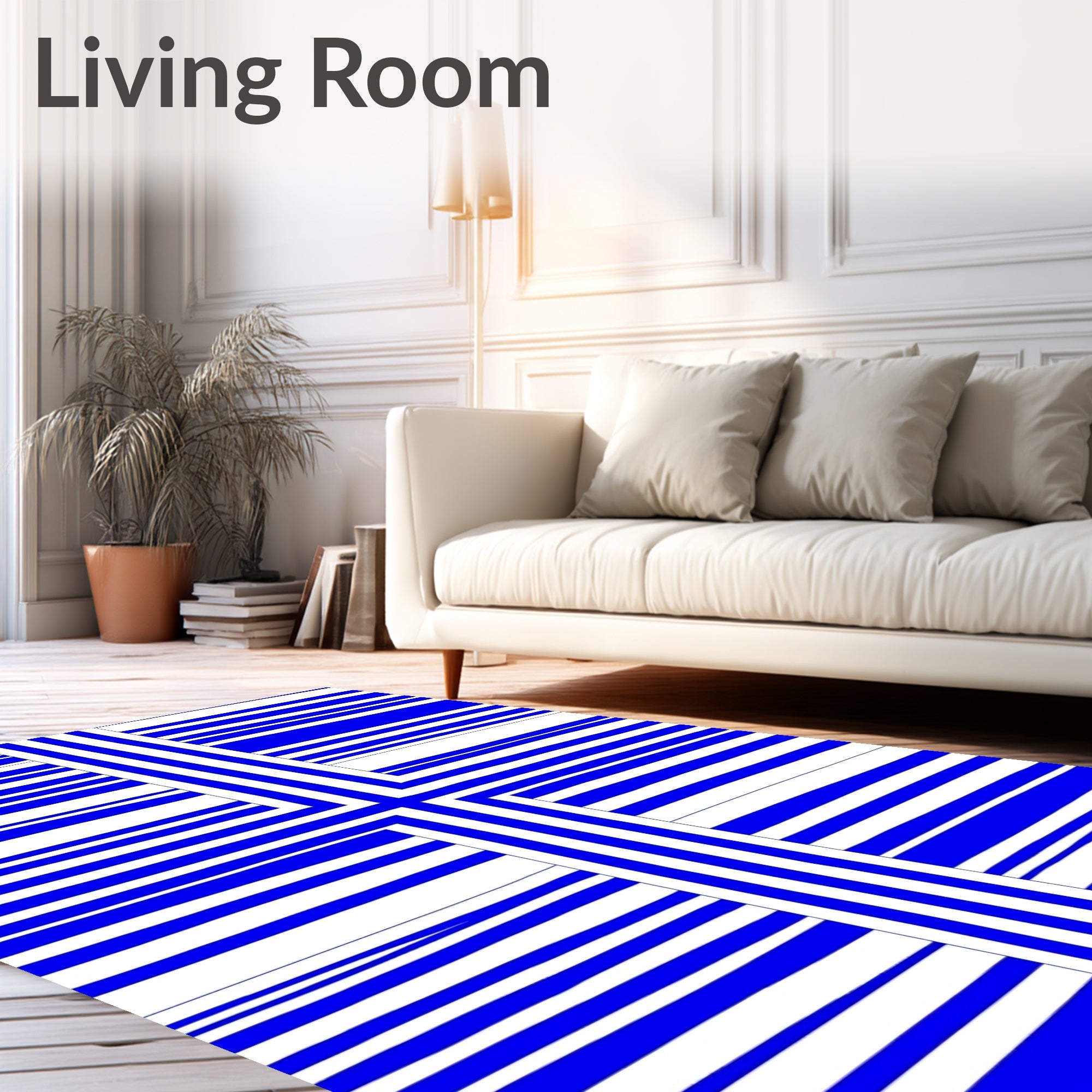 Bold Blue And White Stripe Design Rug