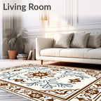 Contempory Floral Scrollwork Design Rug