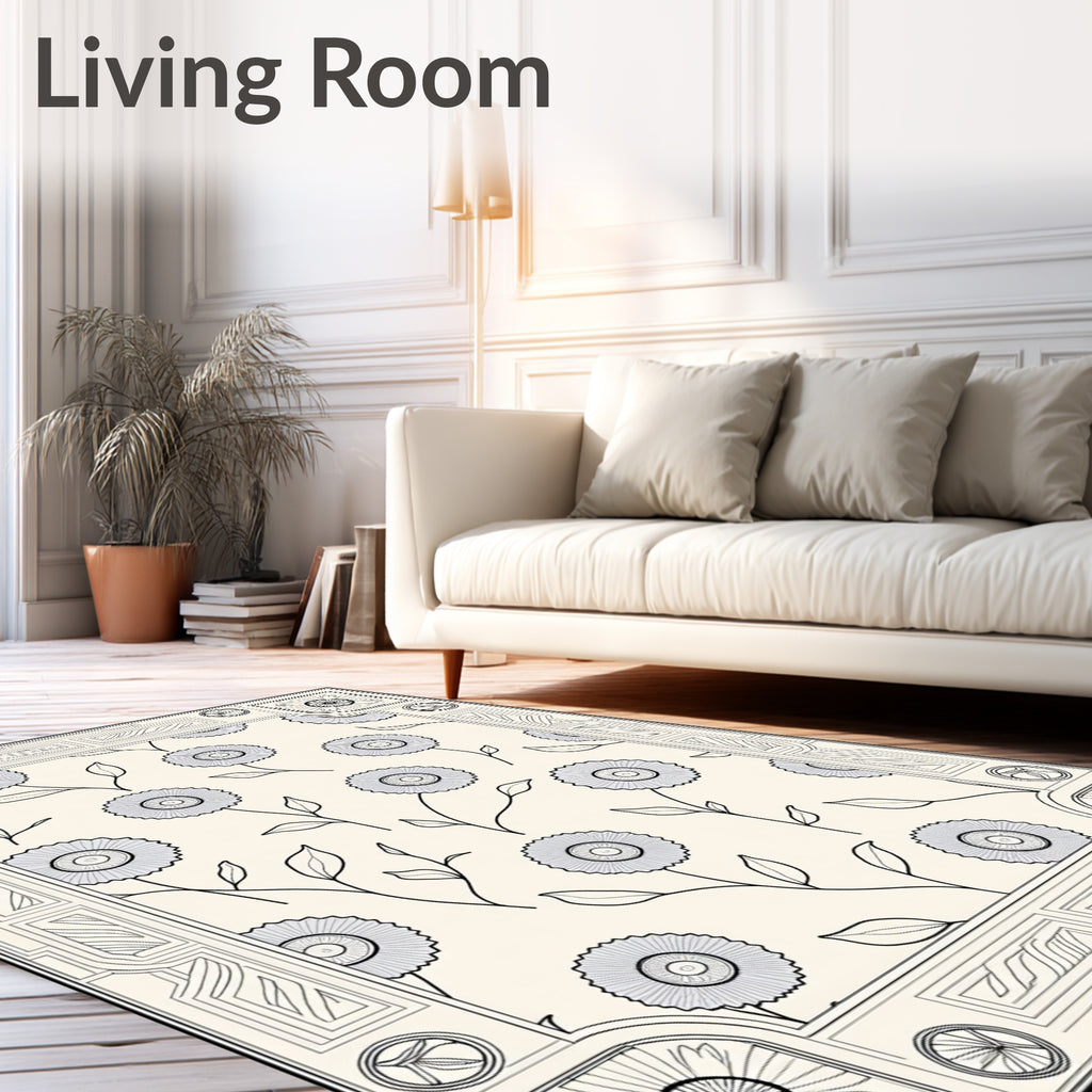 Delicate Floral Art Deco Pattern Rug
