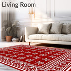 Red White Snowflake Bold Pattern Rug