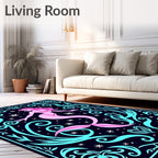 Mermaid Whimsy Floral Scroll Rug