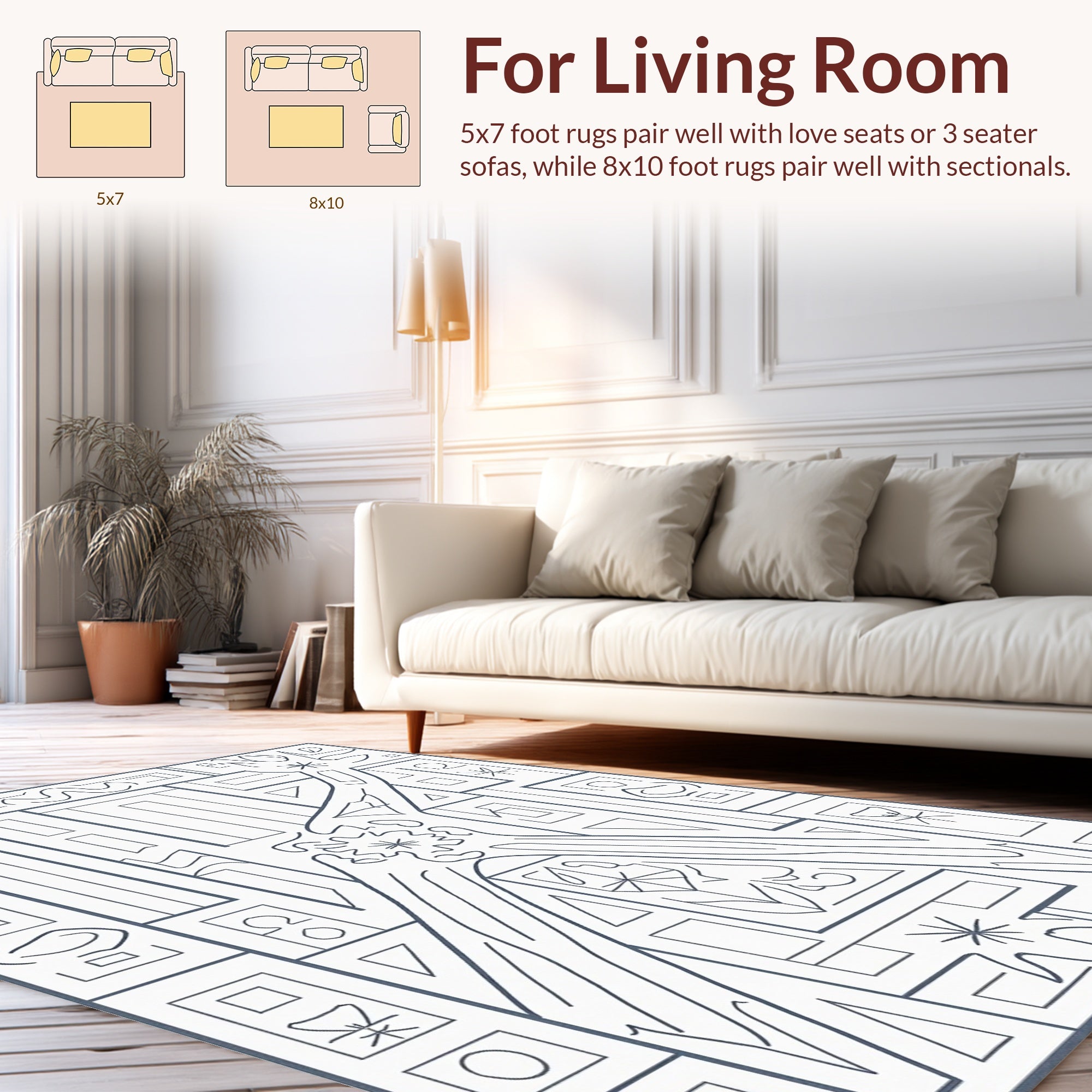 Geometric Abstract With Organic Swirls Rug