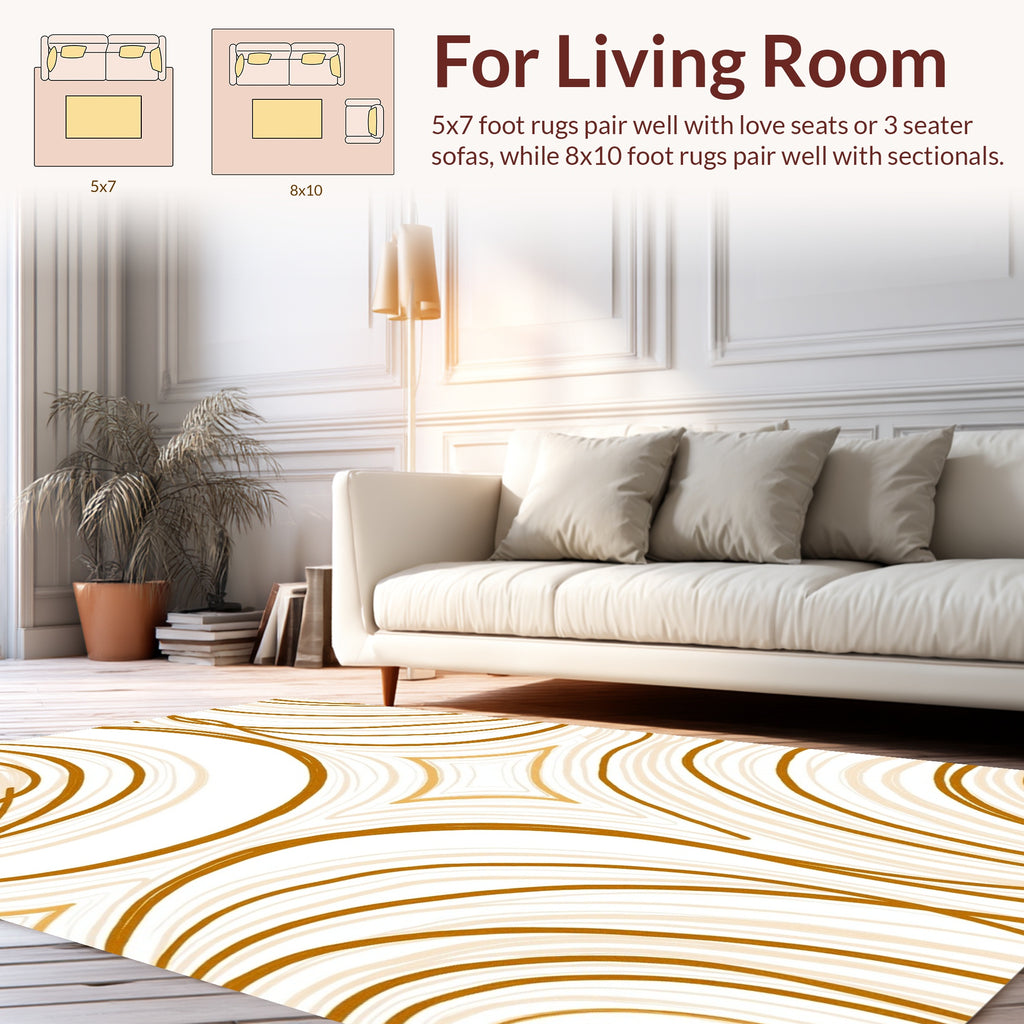 Gold Swirls Dynamic Pattern Rug