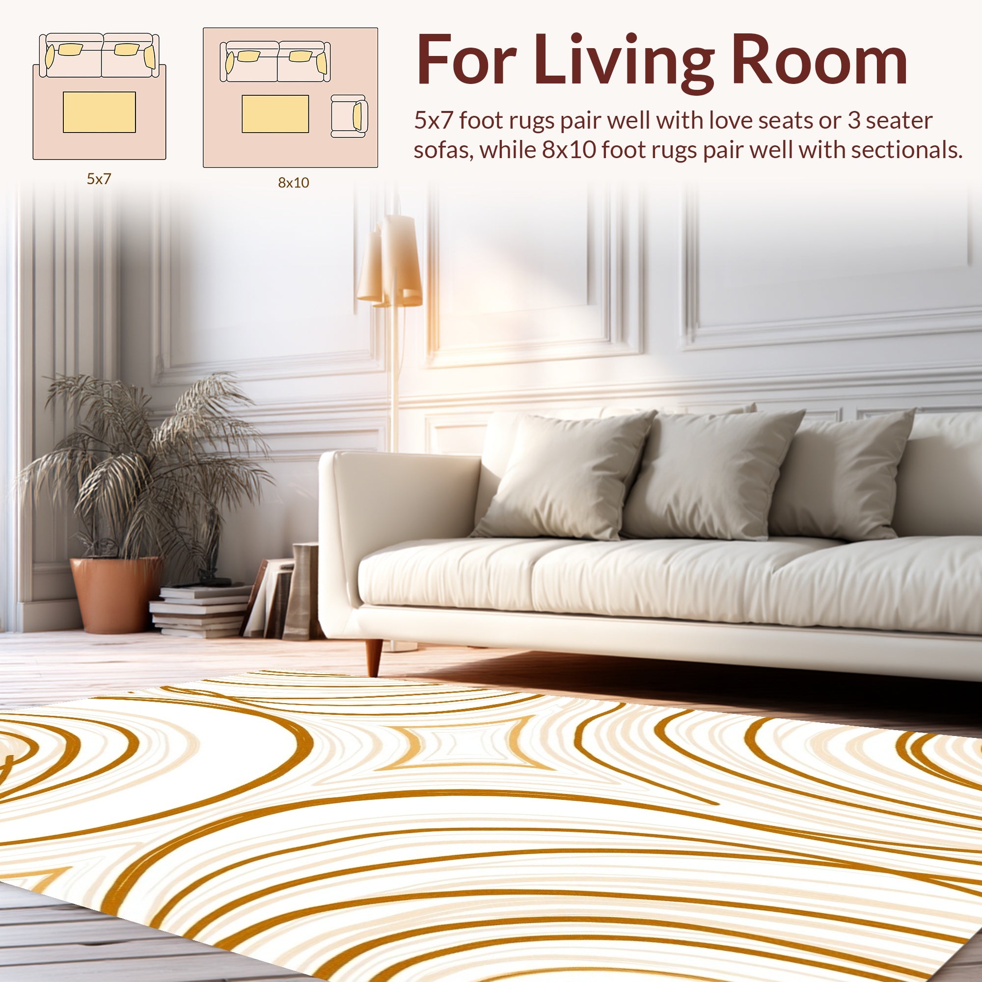 Gold Swirls Dynamic Pattern Rug
