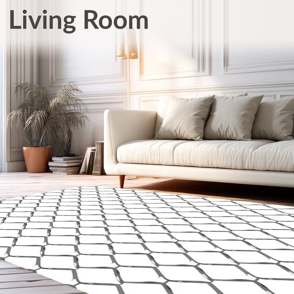 Grey Diamond Chain Link Pattern Rug