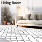 Grey Diamond Chain Link Pattern Rug