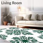 Dark Green Floral Damask Patterns Rug