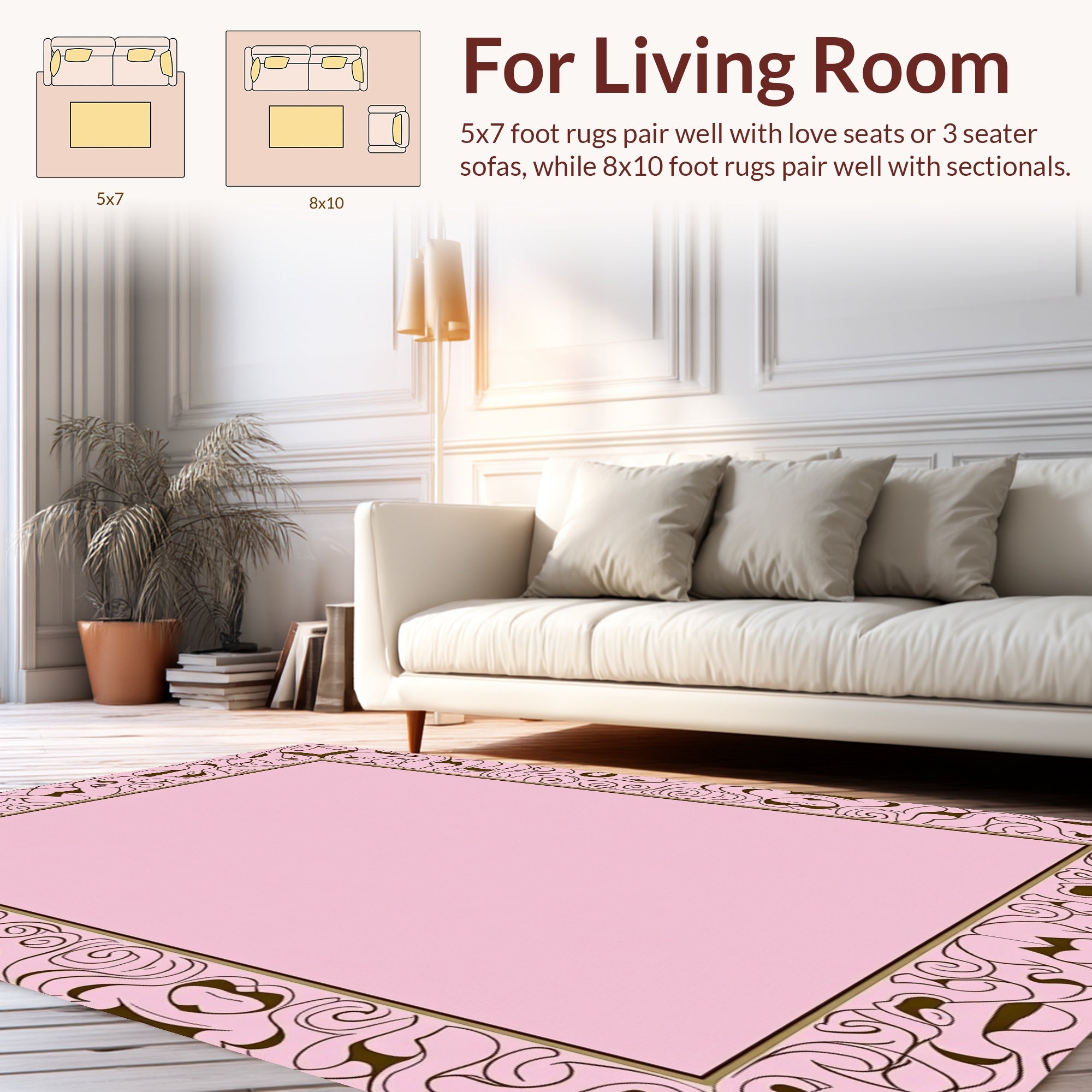 Ornate Flourish With Heart Design Rug